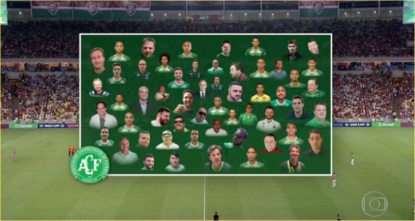 Globo homenageia vítimas de acidente da Chape durante Flu x Atlético-PR